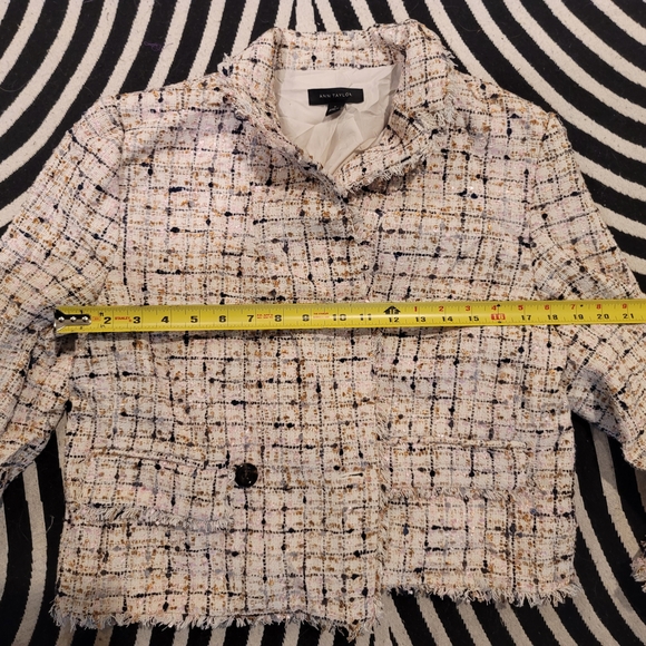 ANN TAYLOR Multicolor Tweed Double-Breasted Blazer Size 8 - Picture 9 of 10